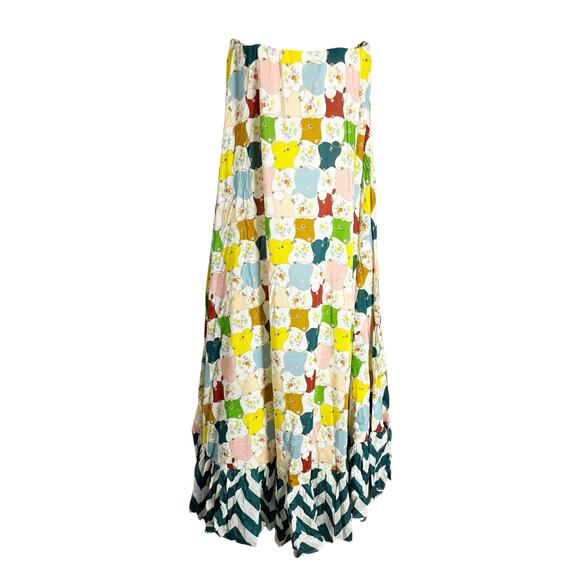 Alemais Everly Strapless Multicolor Quilt Print Whimsical Silk Maxi Gown Size 10 - Picture 5 of 14